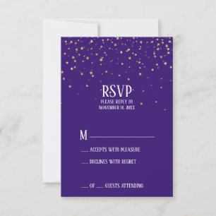 Gold Confetti on Purple RSVP Card