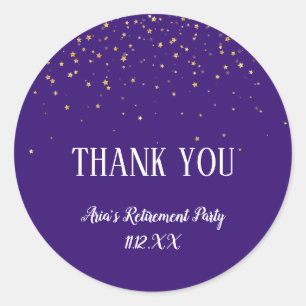 Gold Confetti on Purple Thank You Favour Classic Round Sticker