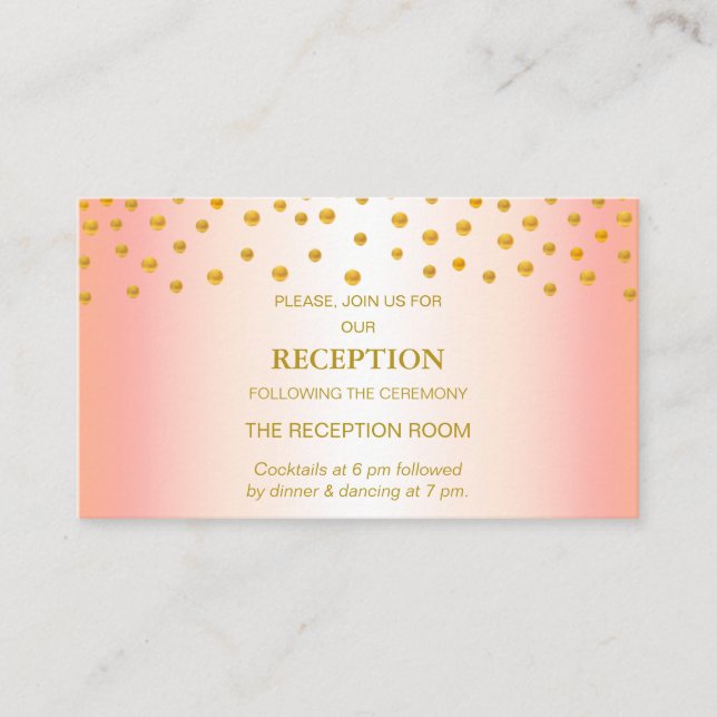 Gold Confetti on Rose Gold Wedding Enclosure Card (Front)