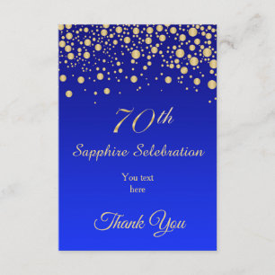 Gold confetti on Sapphire blue Birthday Thank You Card
