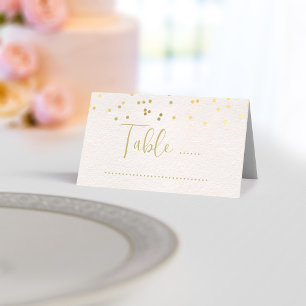 Gold Confetti Pale Bridal Blush Wedding Place Card