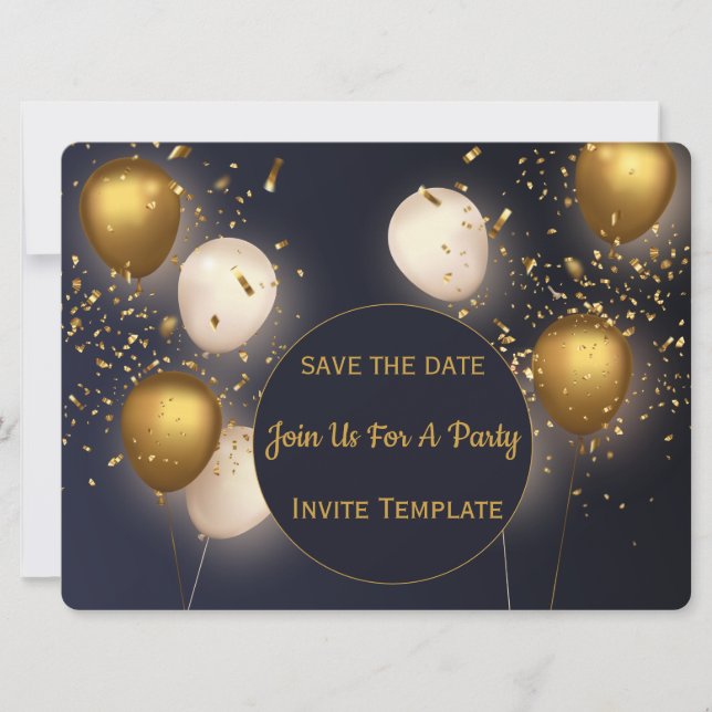 Gold Confetti Party Invitation  (Front)