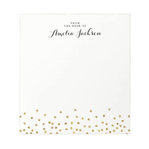 Gold Confetti Personalised Notepad Stationery