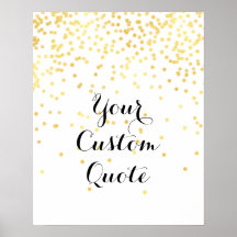 Gold confetti Personalized quote art print custom