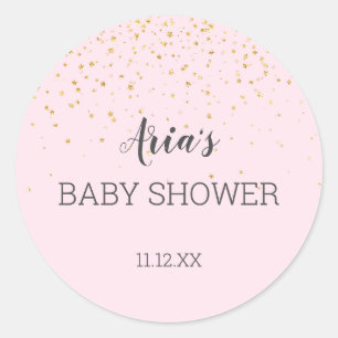 Gold Confetti Pink Baby Shower Envelope Seal