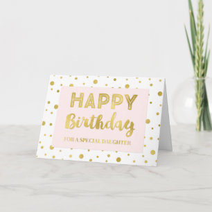 Gold Confetti Pink Daughter Birthday Card