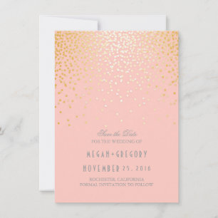Gold Confetti Pink Elegant Save the Date