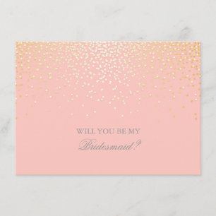 Gold Confetti Pink Wedding Bridesmaid Invitation