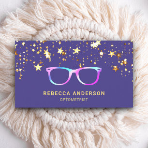 Gold Confetti Purple Rainbow Eye Glasses Optician Business Card