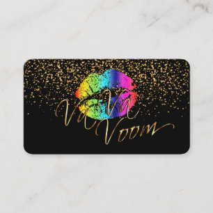 Gold Confetti & Rainbow Lips - Makeup Artist Business Card