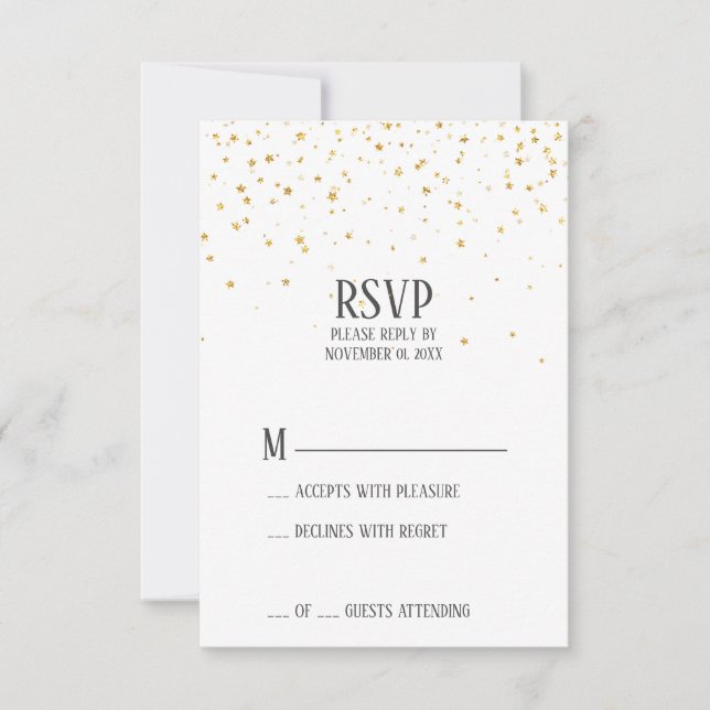 Gold Confetti Retirement Party RSVP Card (Front)