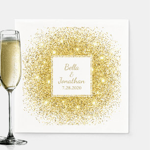 Gold Confetti Romantic Elegant Wedding Custom Napkin