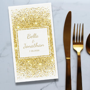 Gold Confetti Romantic Elegant Wedding Custom Napkin