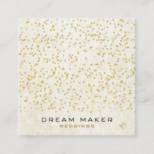 Gold Confetti Rustic Boho Square Business Card