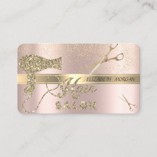 Gold Confetti,Scissors,Hairdryer Rose Gold Business Card