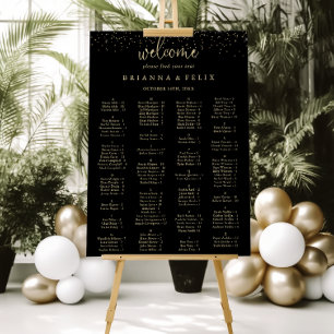 Gold Confetti Script Alphabetical Seating Chart