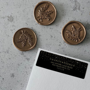 Gold Confetti Script Return Address  Label