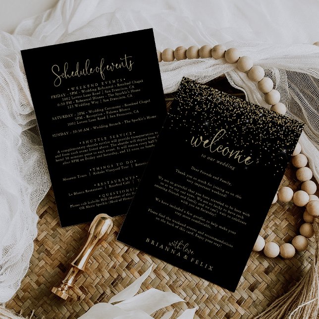 Gold Confetti Script Wedding Welcome Letter (Creator Uploaded)