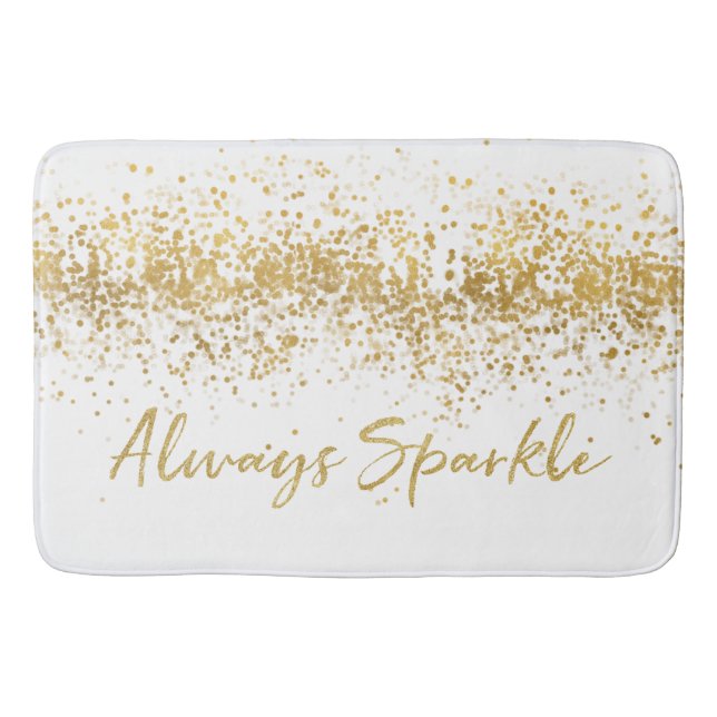 Gold Confetti Sparkle Bath Mat (Front)