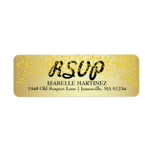 Gold Confetti Sparkle RSVP Return Address Labels