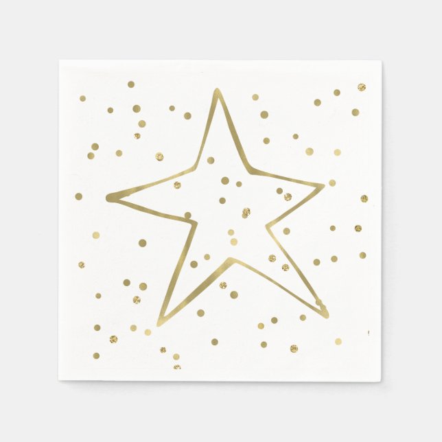 Gold Confetti Star Napkin (Front)