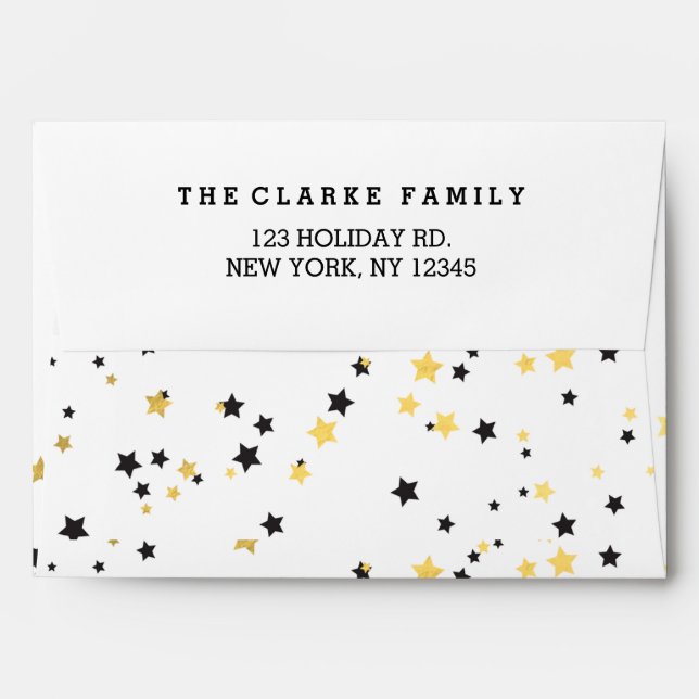 Gold Confetti Stars | Holiday Envelopes (Back (Top Flap))
