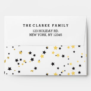 Gold Confetti Stars Holiday Envelopes