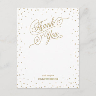 Gold Confetti Stars Thank You Card