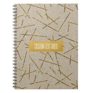 Gold Confetti Sticks Kraft Modern Chic Glam Trendy Notebook