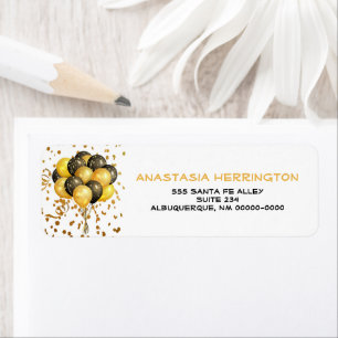 Gold Confetti Streamers Balloon Bundle Festive Return Address Label
