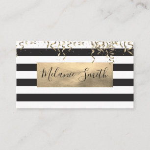 Gold Confetti / Stripes Business Card
