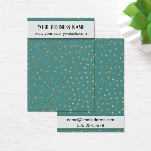 Gold Confetti & Teal Earring Holder Display Cards (Desk)