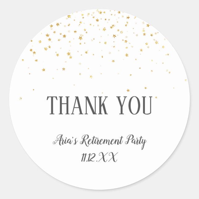 Gold Confetti Thank You Favour Classic Round Sticker (Front)