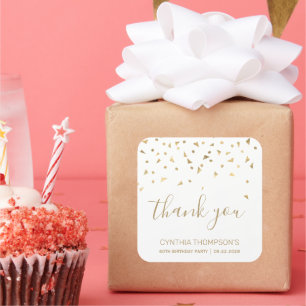 Gold Confetti Triangles 60th Birthday Thank You Square Sticker