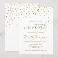 Gold Confetti Triangles 90th Birthday Party