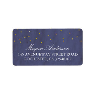 Gold Confetti Vintage Navy Wedding Label