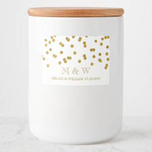 Gold Confetti Wedding Custom Monogram Label