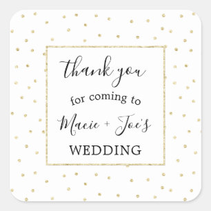 Gold Confetti wedding favour thank you sticker