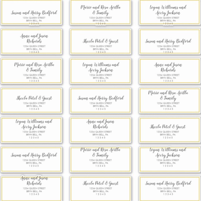 Gold Confetti Wedding Guest Address Labels (Front)