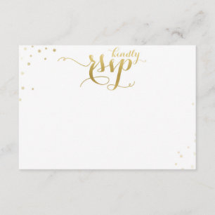 Gold Confetti Wedding Invitation Blank RSVP Card