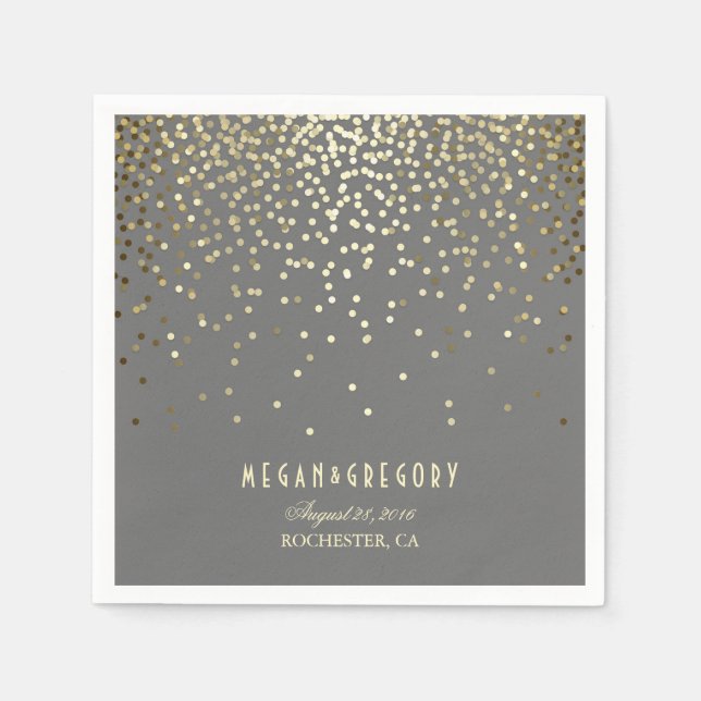 Gold Confetti Wedding Napkin (Front)
