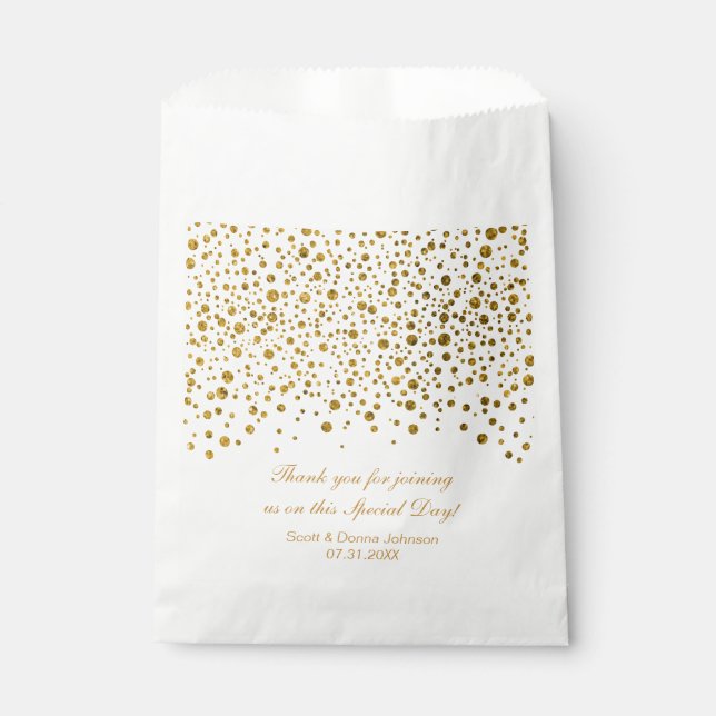 *Gold Confetti Wedding  | Personalise Favour Bag (Front)