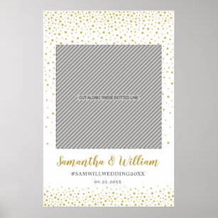 Gold Confetti Wedding Photo Frame Props Poster