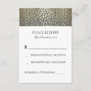 Gold Confetti Wedding RSVP Cards