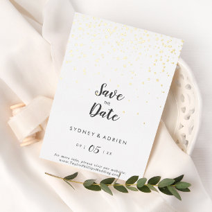 Gold Confetti Wedding Save The Date Gold