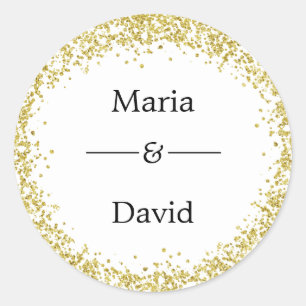 Gold confetti, Wedding Stickers. Classic Round Sticker