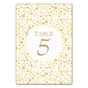 Gold Confetti Wedding Table Number