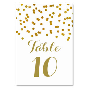 Gold Confetti Wedding Table Number Cards
