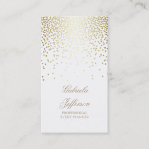 Gold Confetti White Elegant Glamour Vintage Business Card