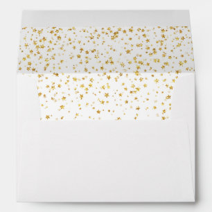 Gold Confetti White Wedding Invitation Envelope